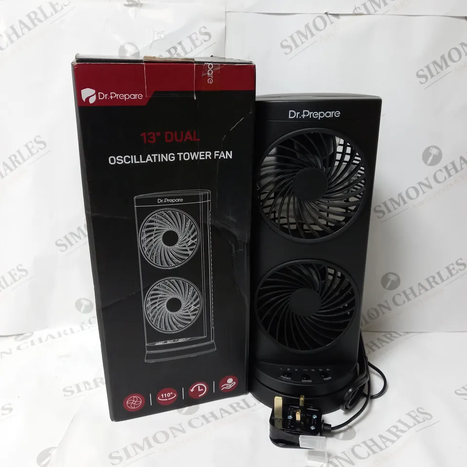 BOXED DR PREPARE 13 INCH DUAL OSCILLATING FAN 