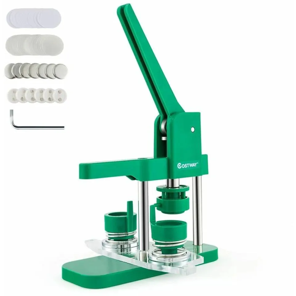 BOXED 25MM BUTTON MAKER MACHINE WITH 1000 PIECES BUTTON PARTS - GREEN (1 BOX)