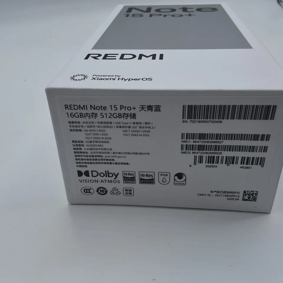 BOXED REDMI NOTE 15PRO+ 16GB 512GB IN SILVER