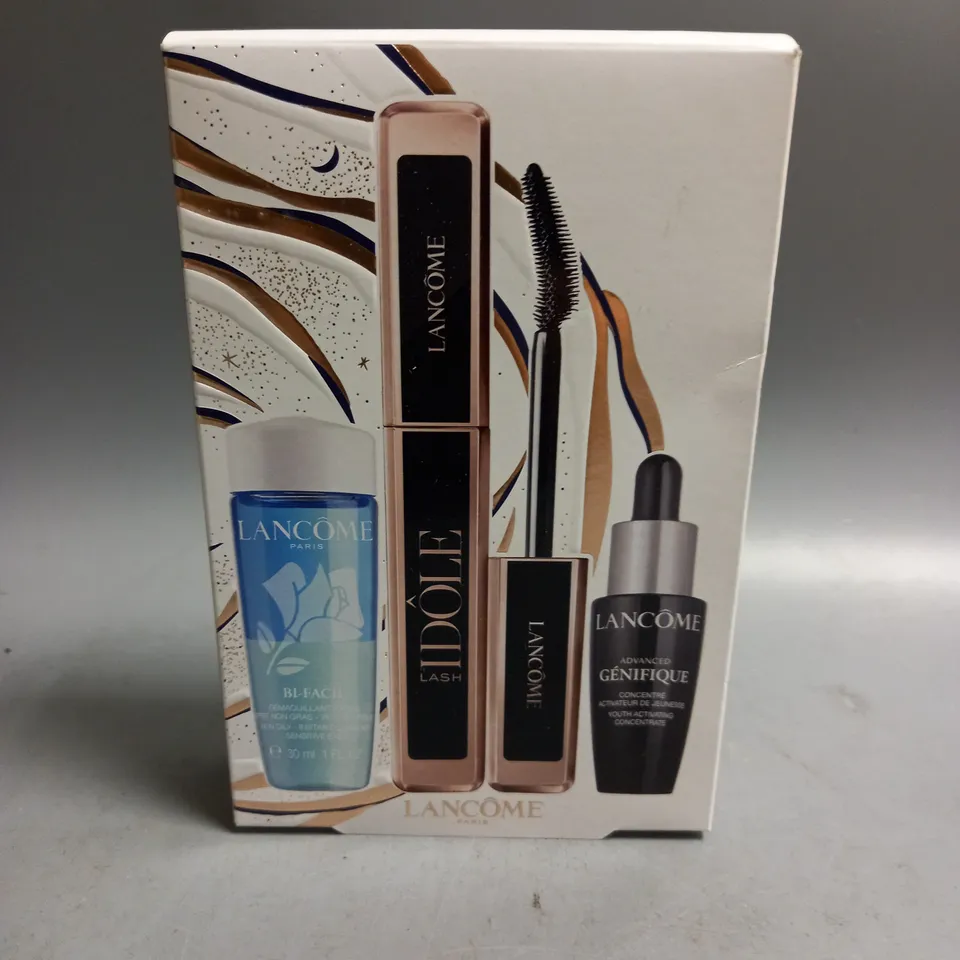 BOXED LANCOME GIFT SET TO INCLUDE MASCARA, ADVANCED GENIFIQUE CONCENTRATE AND BI-FACIL SERUM