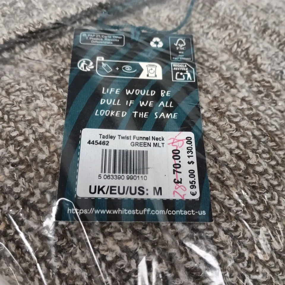 WHITE STUFF TADLEY TWIST FUNNEL NECK GREEN MLT MEDIUM