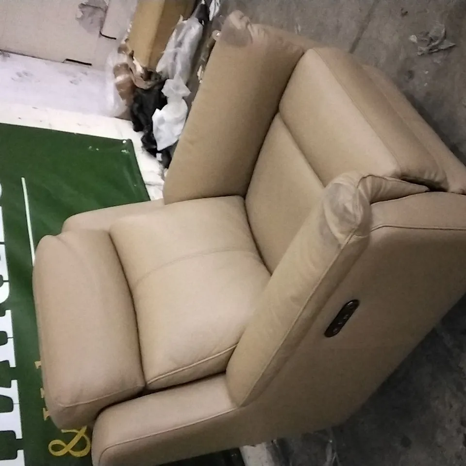 QUALITY DESIGNER MOCHA LEATHER ELECTRIC RECLINING ARMCHAIR