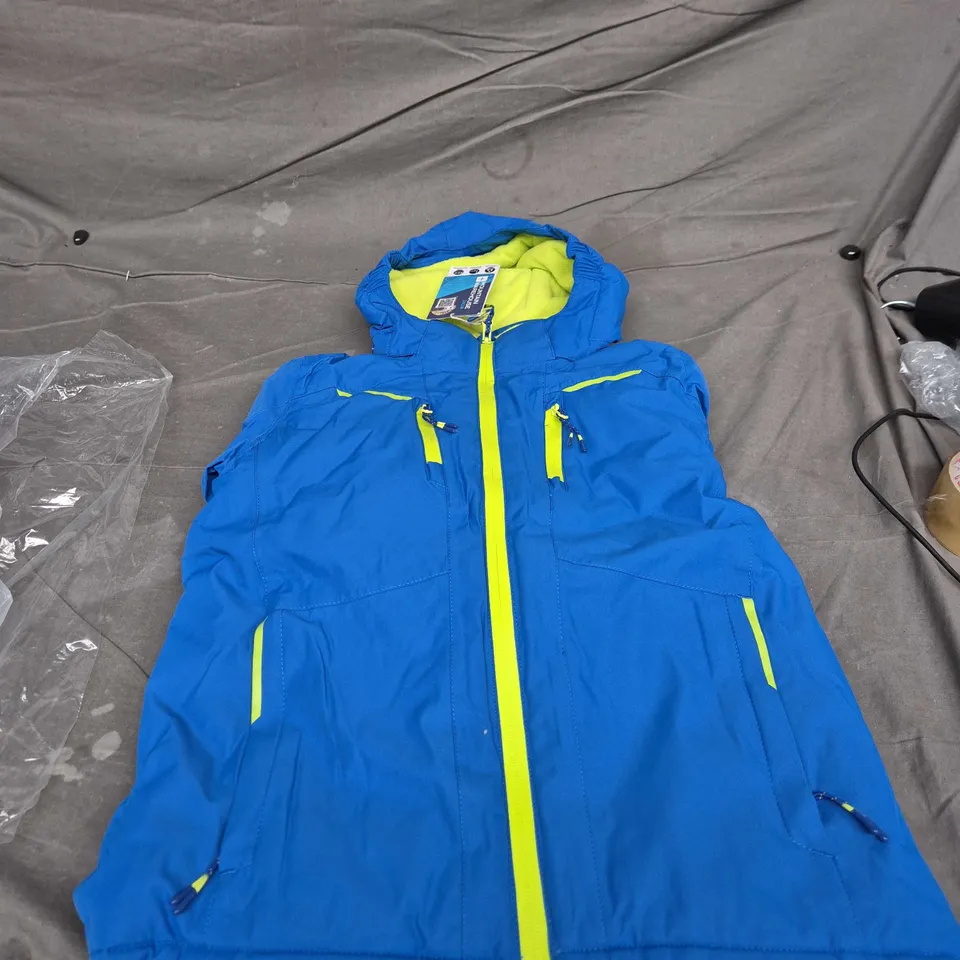 Mountain Warehouse Kids' Snow Jacket – Blue with Neon Lime Zips, 9-10 yrs