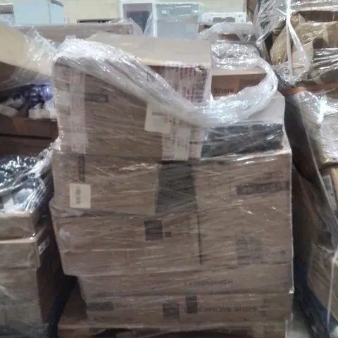 PALLET OF ASSORTED HOUSEHOLD GOODS AND PRODUCTS TO INCLUDE;TRASH CAN,STORAGE SHELF,CAT TREE