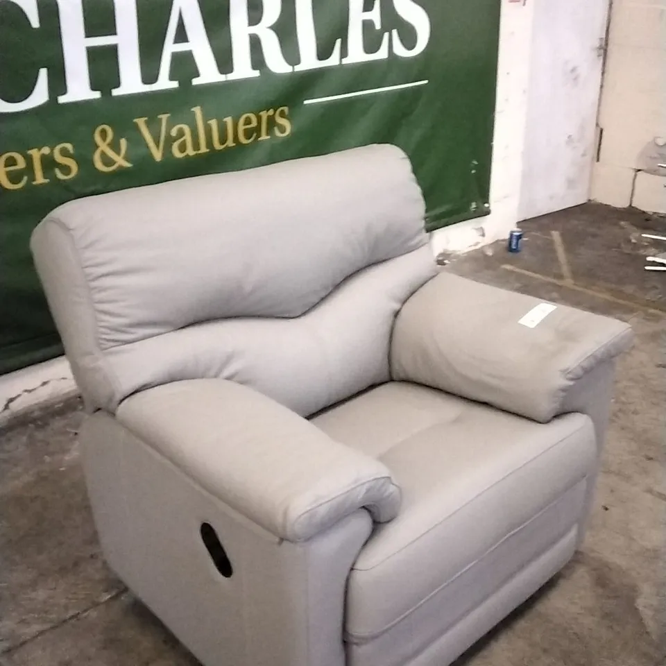 QUALITY BRITISH DESIGNED & MANUFACTURED G PLAN STRATFORD MANUAL RECLINER ARMCHAIR CAMBRIDGE GREY LEATHER