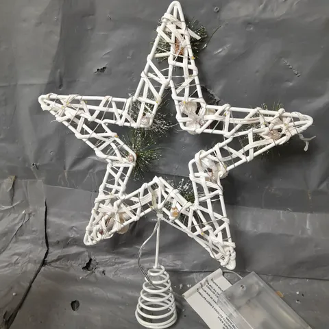 PRE LIT WHITE STAR TREE TOPPER