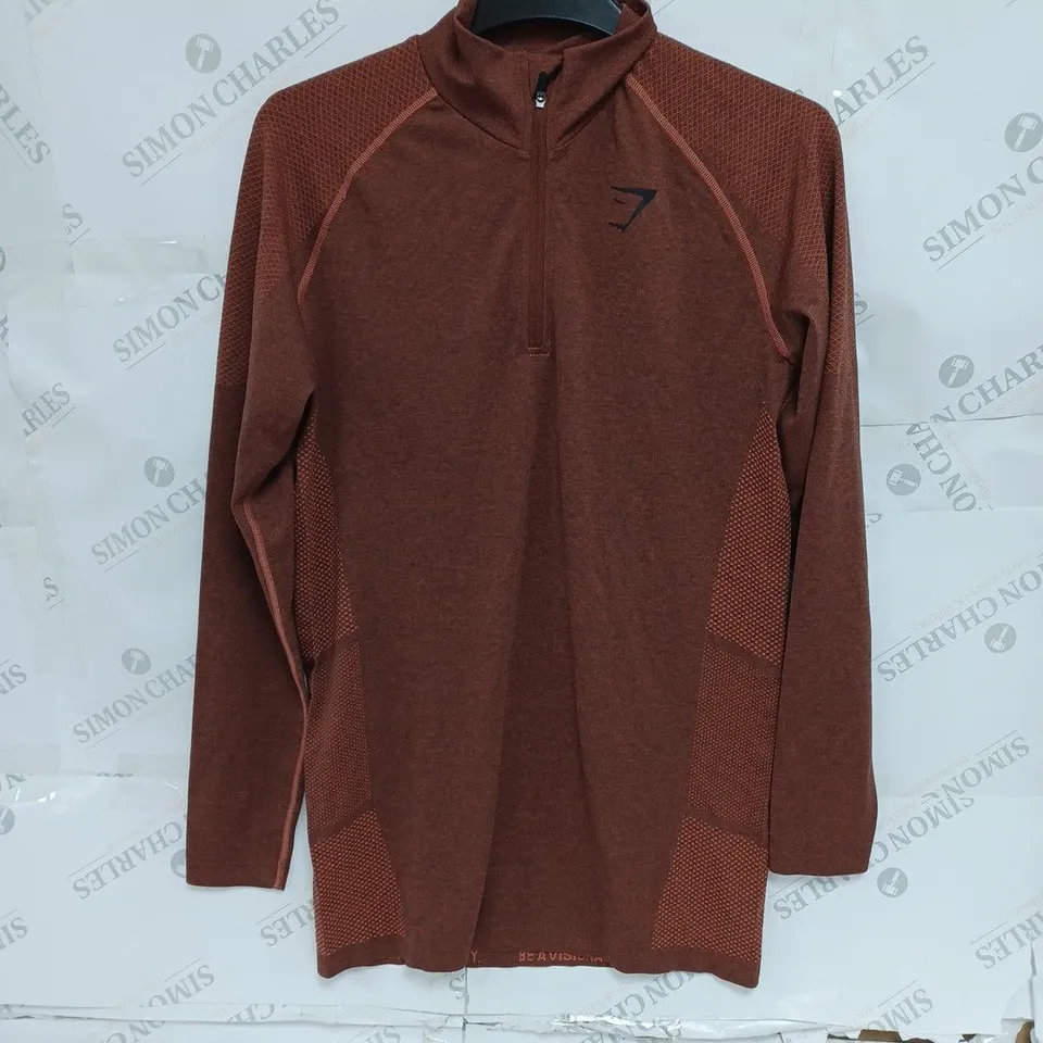 GYMSHARK BURGUNDY LOGO LONG SLEEVE JACKET- SMALL