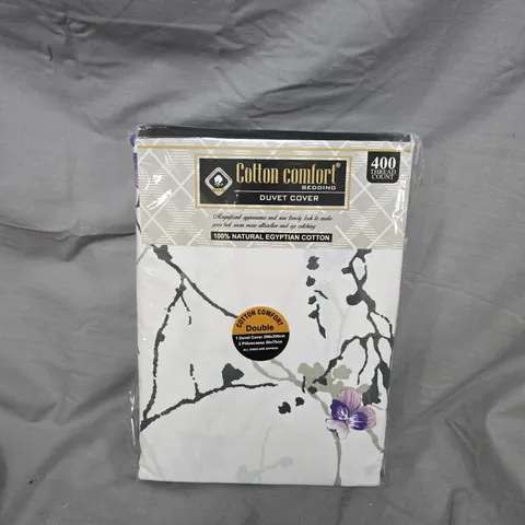 COTTON COMFORT BEDDING DOUBLE DUVER COVER (FLORAL PRINT WHITE MULTI)