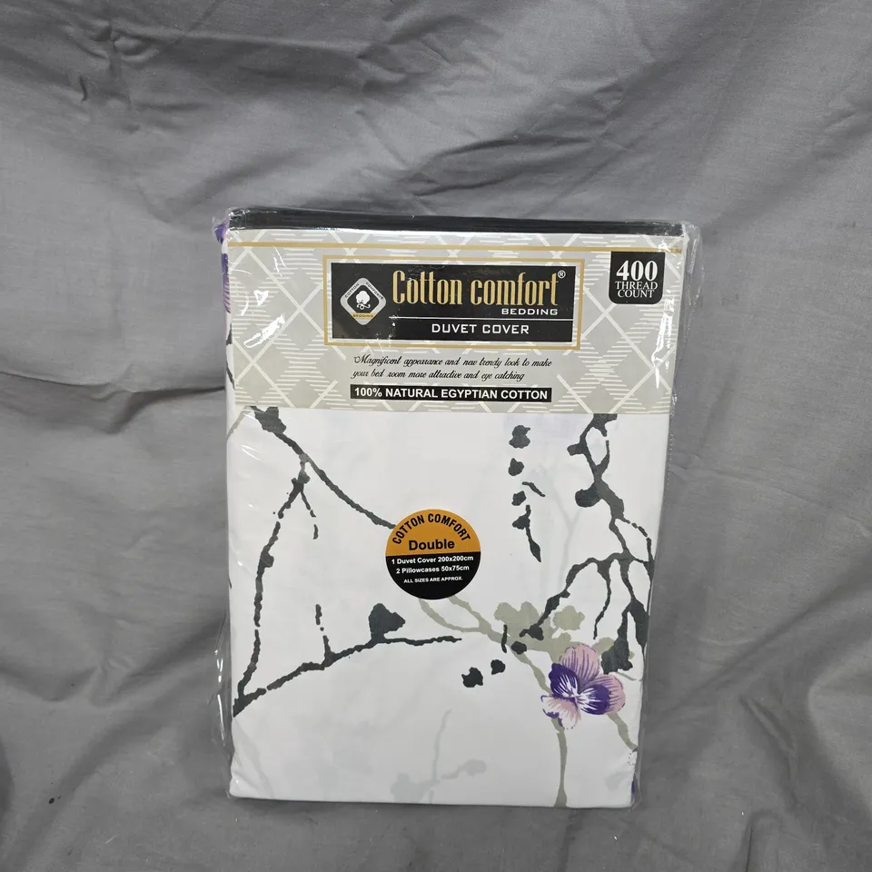 COTTON COMFORT BEDDING DOUBLE DUVER COVER (FLORAL PRINT WHITE MULTI)