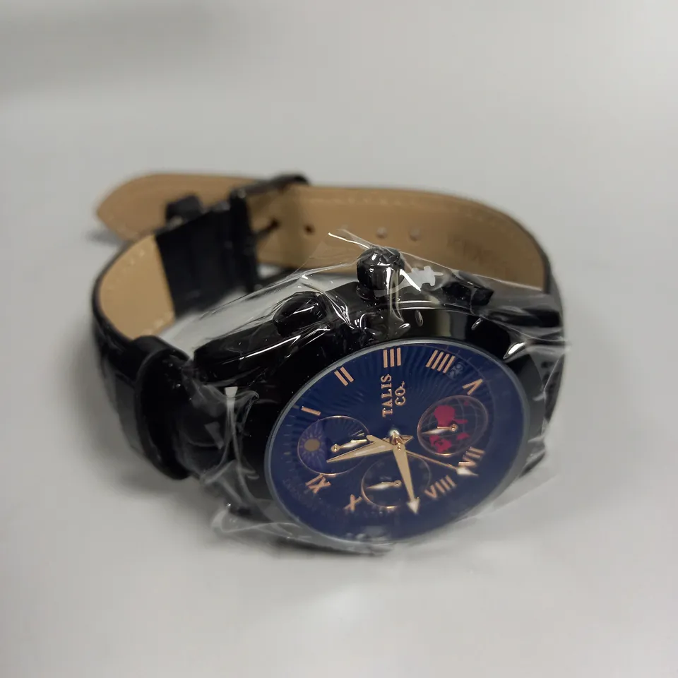 MENS TALIS CO 7120 CHRONOGRAPH WATCH – MOON PHASE MOVEMENT – GENUINE LEATHER STRAP