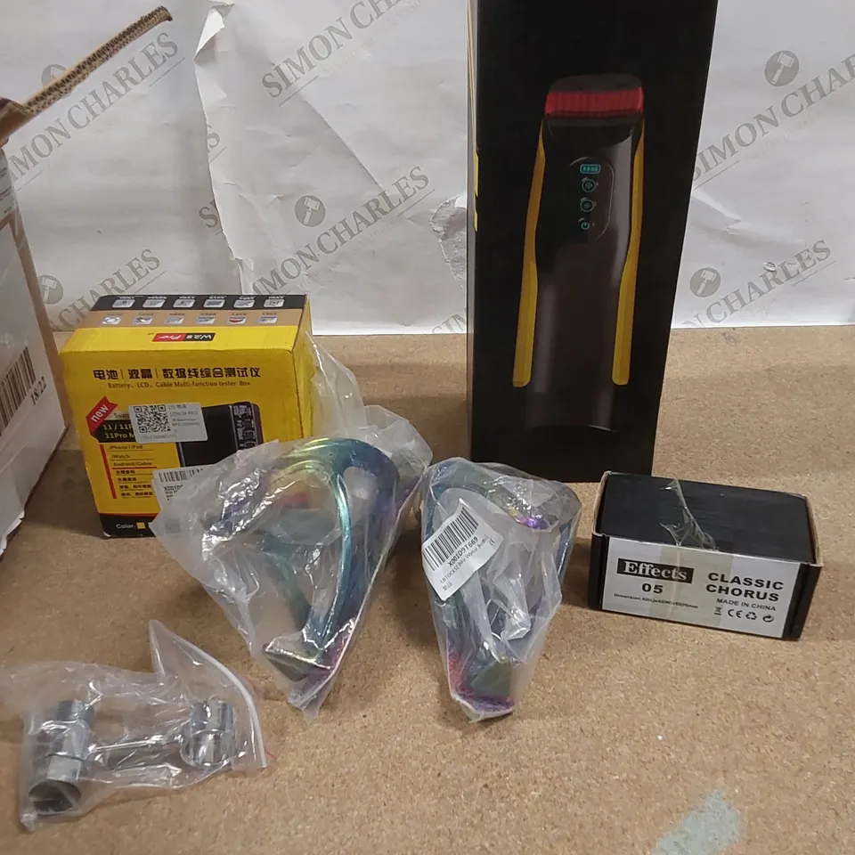 BOX TO CONTAIN ASSORTED HOUSEHOLD PRODUCTS, TO INCLUDE TESTER BOX, BIKE WATER BOTTLE HOLDERS ETC