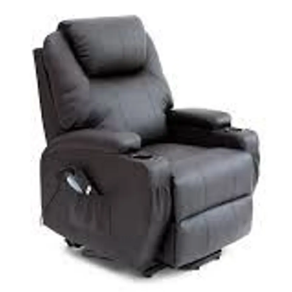 BOXED CINE BROWN FAUX LEATHER RISE RECLINER CHAIR (2 BOXES) RRP £549.99