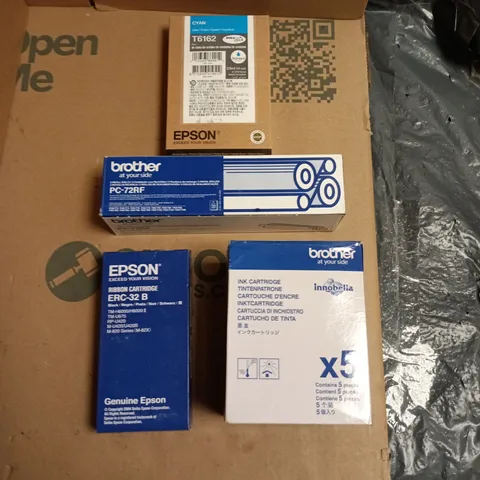 LARGE QUANTITY OF ASSORTED ITEMS TO INCLUDE BROTHER INK CARTRIDGE, BROTHER PC-72RF, EPSON CYAN T6162 ETC - COLLECTION ONLY