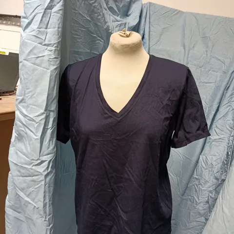 JIGSAW SUPIMA COTTON V-NECK T-SHIRT – NAVY – SIZE M