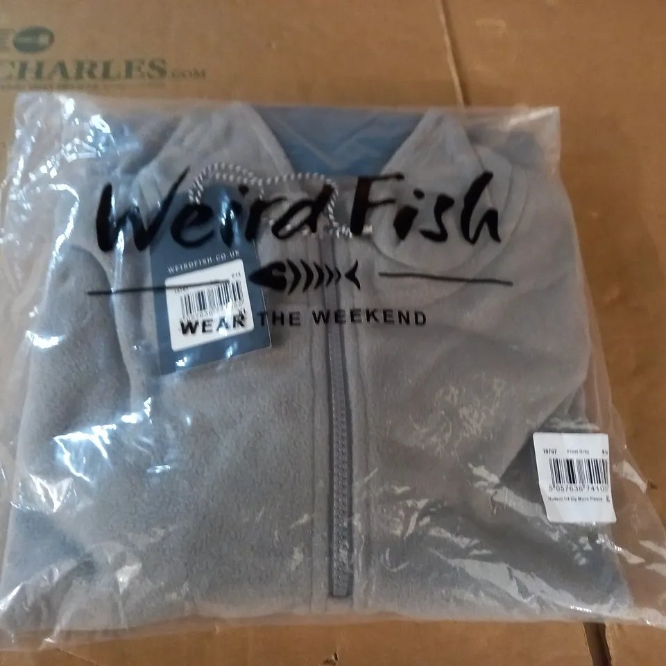 BAGGED WEIRDFISH HUDSON 1/4 ZP MICRO FLEECE IN GREY - XL