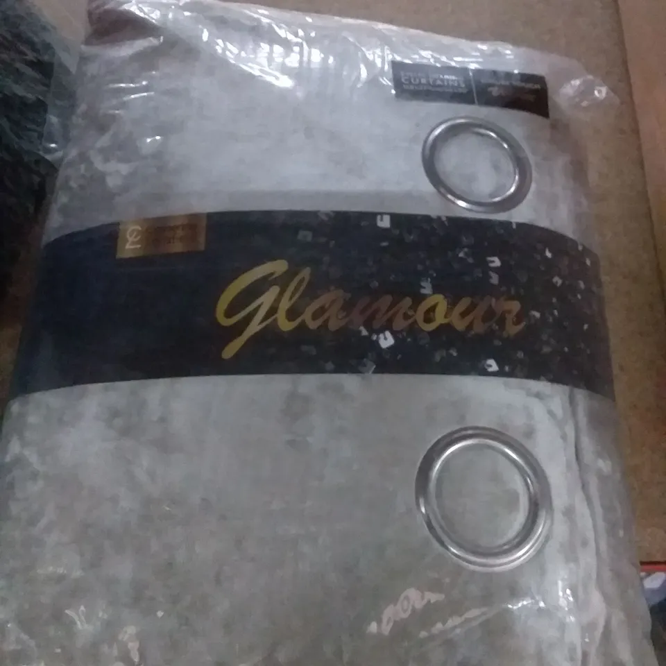 CRUSHED VELVET EYELET CURTAINS COLOUR: NATURAL SIZE: 168 X 229CM 