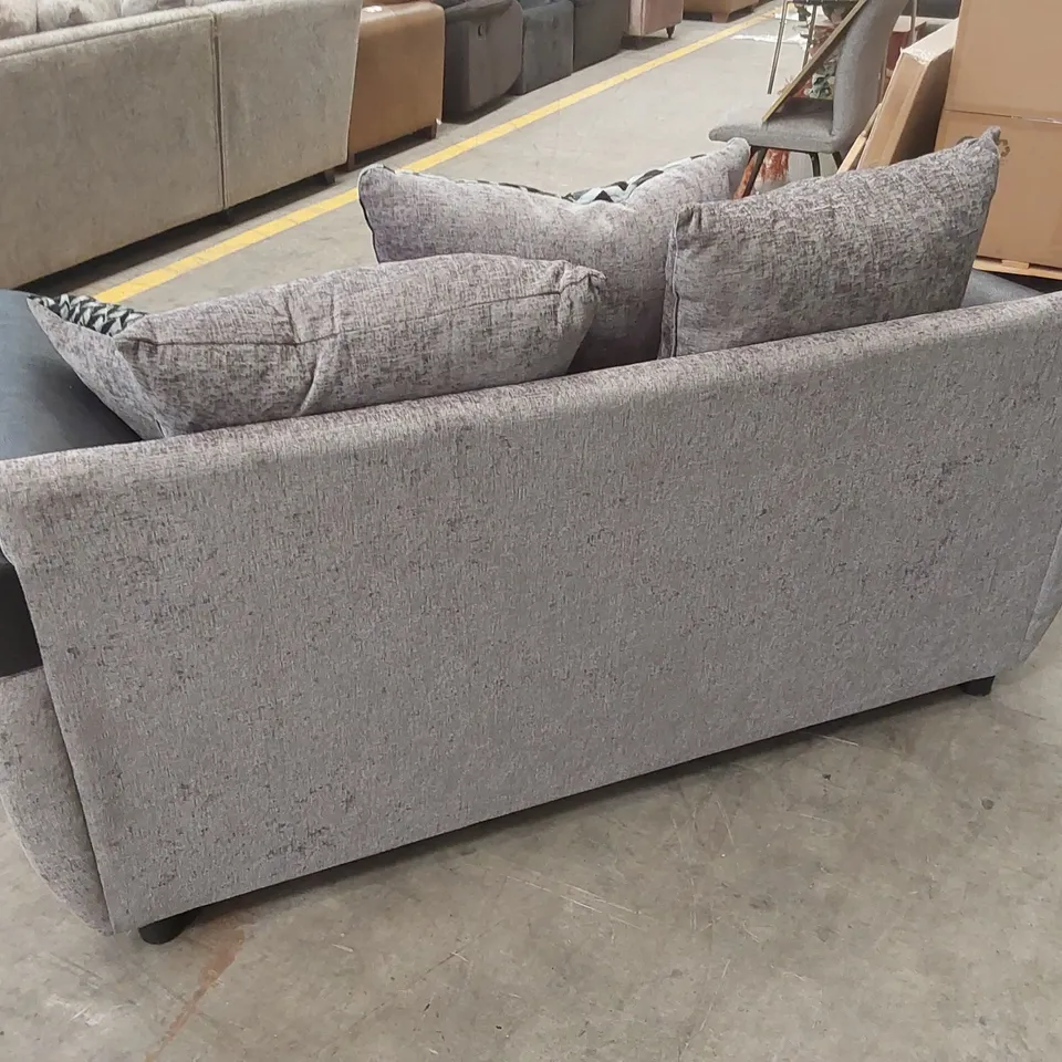 DESIGNER FABRIC/FAUX LEATHER 2 SEATER SCATTER BACK SOFA