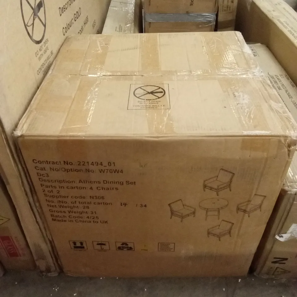 BOXED SET OF 4 ATHENS OUTDOOR DINING CHAIRS // CHAIRS ONLY (1 BOX)