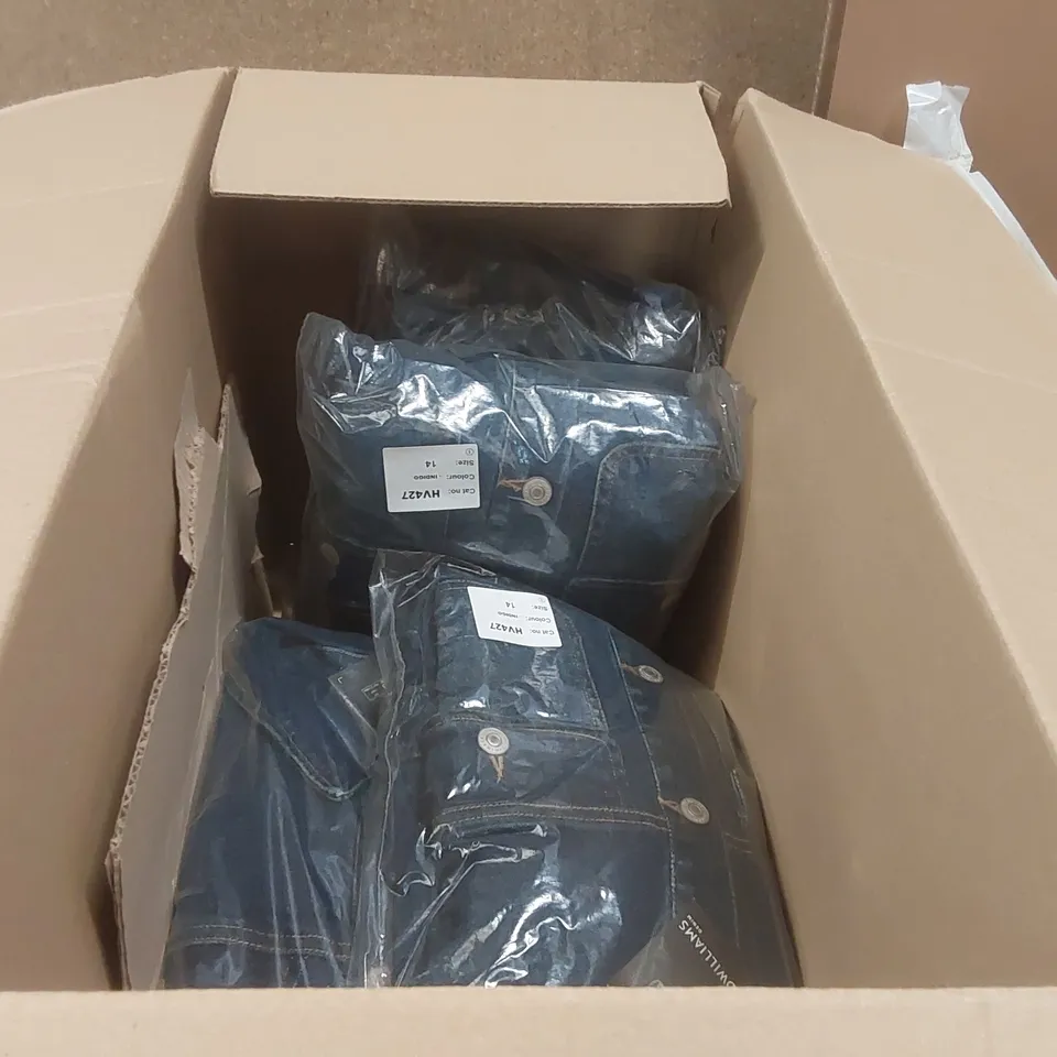 BOX CONTAINING APPROXIMATELY 6x BRAND NEW JD WILLIAMS INDIGO DENIM JUMPSUITS - SIZE 14
