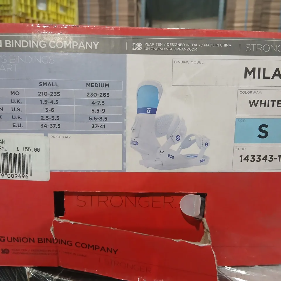 UNION MILAN WOMEN’S SNOWBOARD BINDINGS – WHITE, UK SIZE S