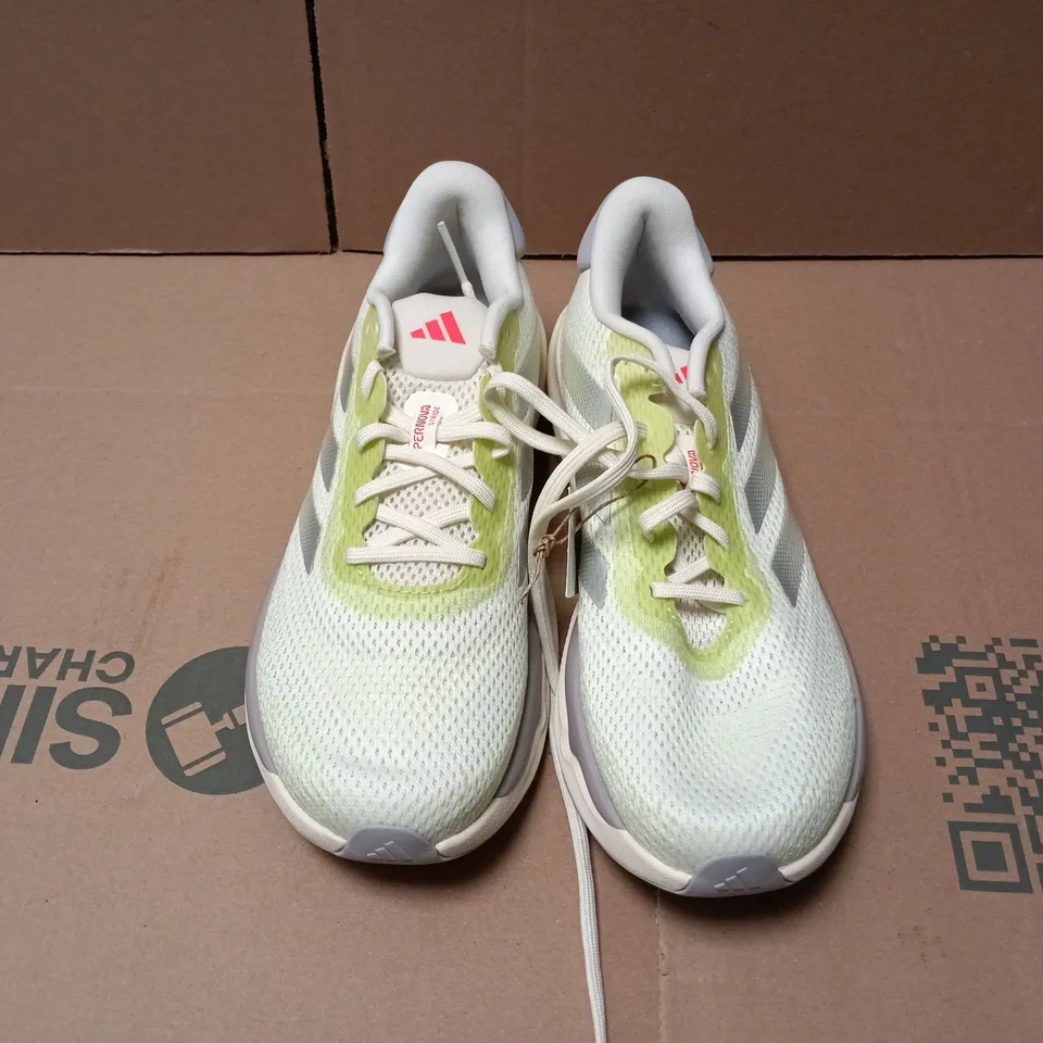 UNBOXED PAIR OF ADIDAS SUPERNOVA STRIPE M TRAINERS IN GREEN/CREAM - UK 7