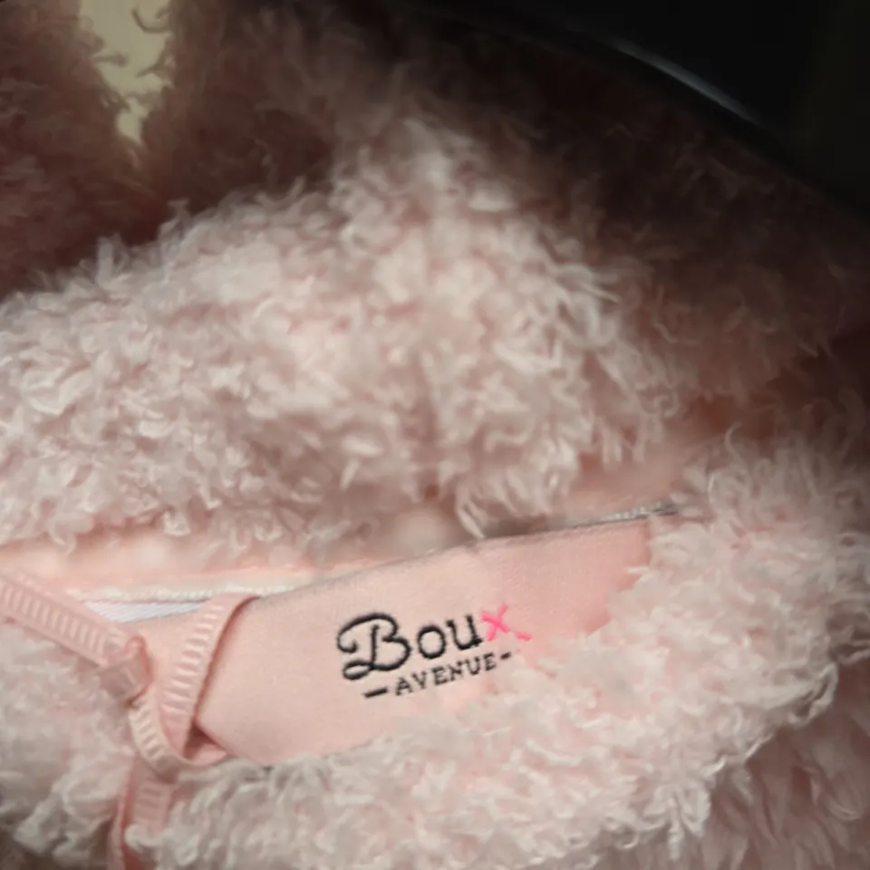 BOUX AVENUE PINK FLUFFY BOUCLÉ LONG ROBE – UK M