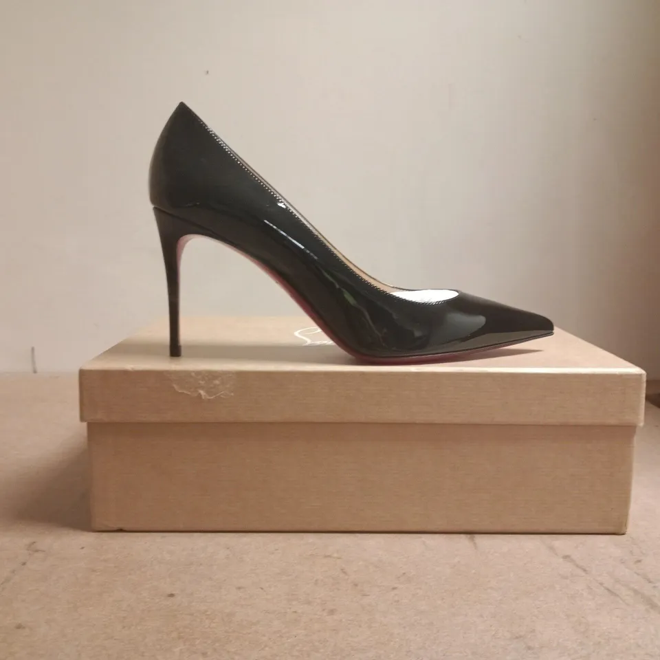 BOXED PAIR OF CHRISTIAN LOUBOUTIN POINTED TOE STILETTO HEELS IN BLACK SIZE EU 38.5