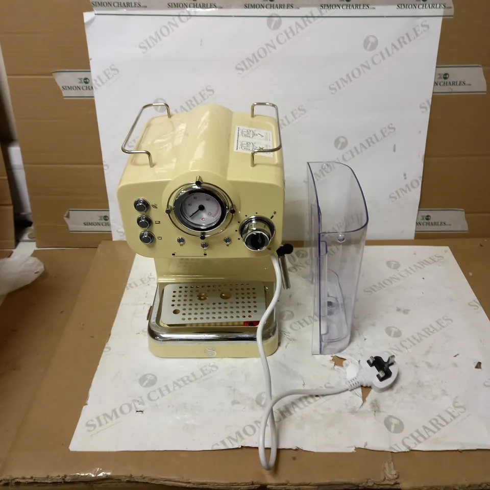 SWAN RETRO PUMP ESPRESSO COFFEE MACHINE - YELLOW