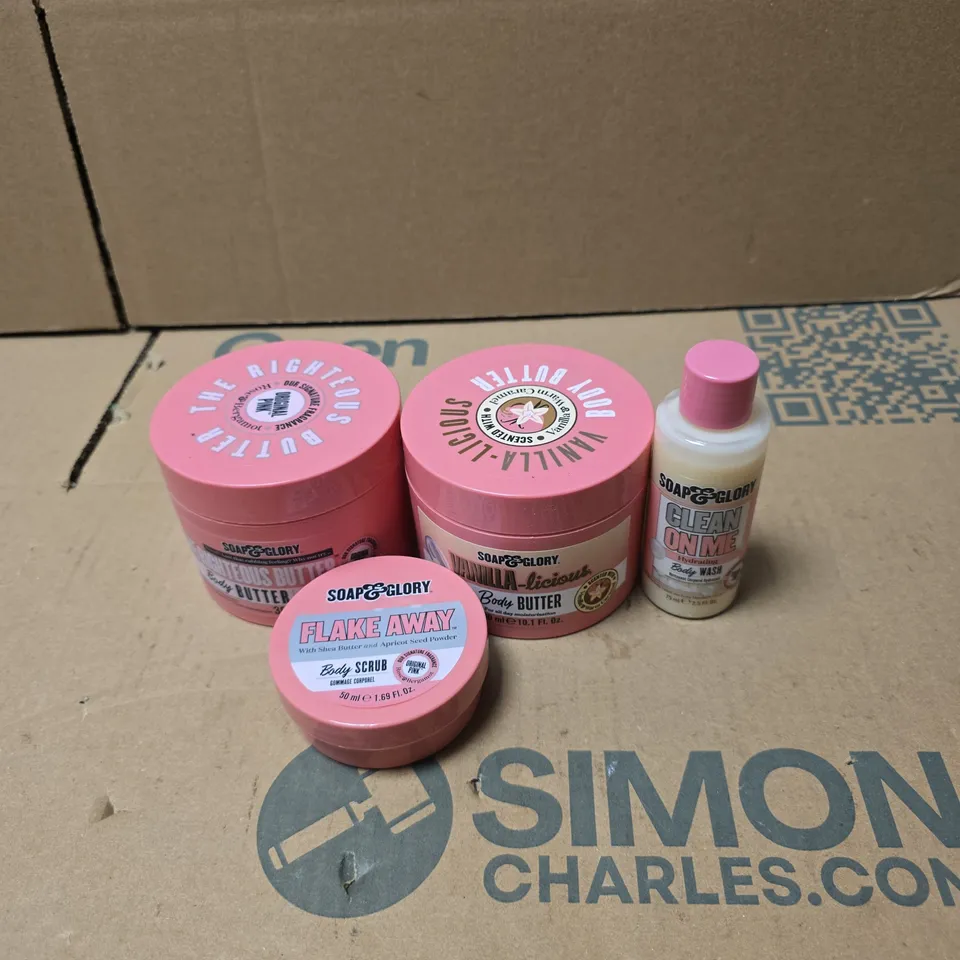 4 X SOAP & GLORY PRODUCTS TO INCLUDE BODY BUTTER ETC