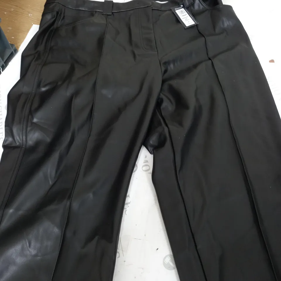 M&S FAUX LEATHER REGULAR LENGTH PANTS IN BLACK - 22