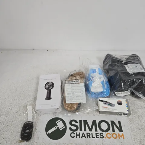 BOX OF APPROXIMATELY 15 ASSORTED ITEMS INCLUDING A PAIR OF BLACK TRAINERS, AN ELECTRIC LUGGAGE SCALE AND SOME SANDALS