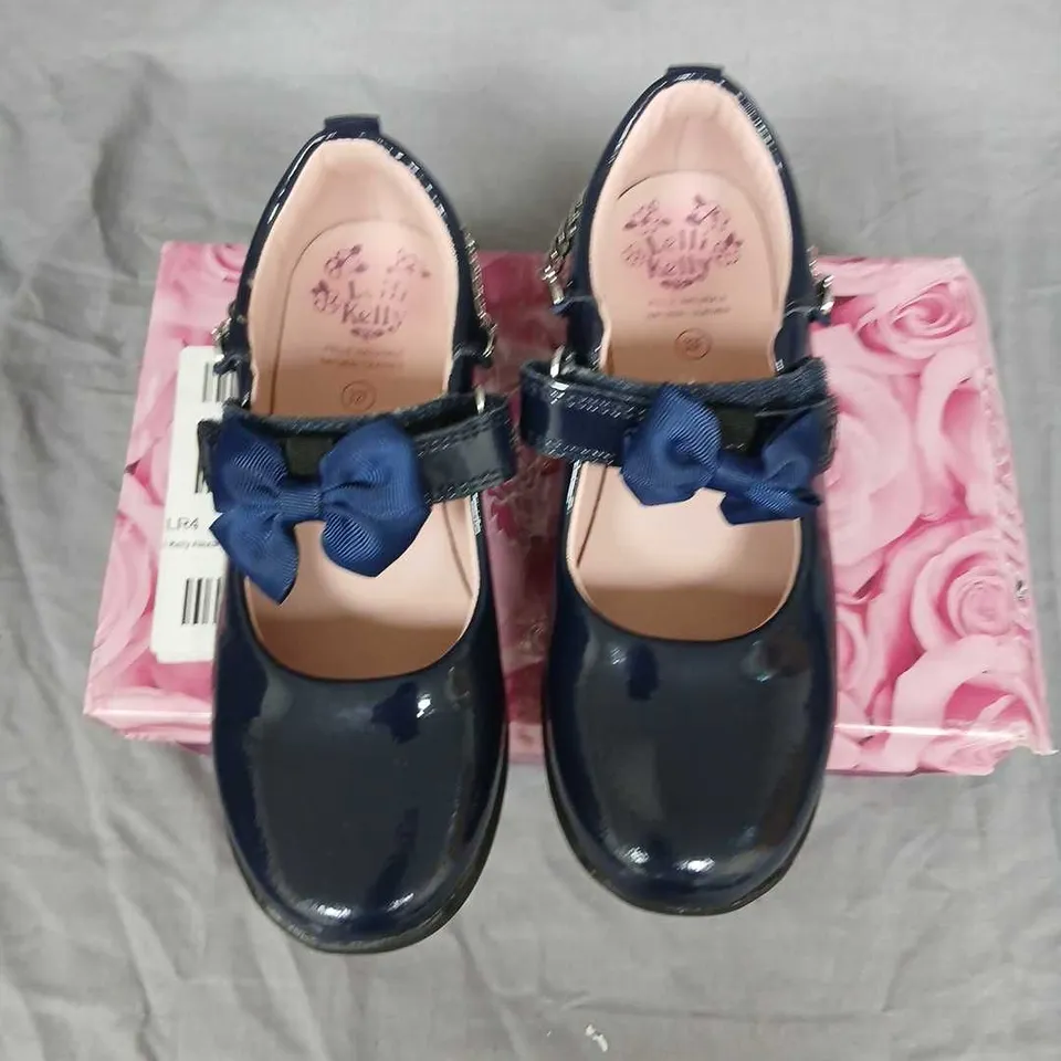 LELLI KELLY NAVY PATENT MARY JANE SHOES WITH BOW – KIDS SIZE 32F