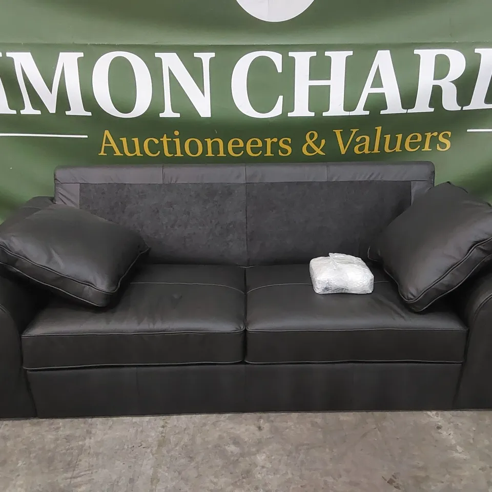 SONA 3 SEATER LEATHER SOFA - MISSING BACK CUSHIONS  RRP £1249