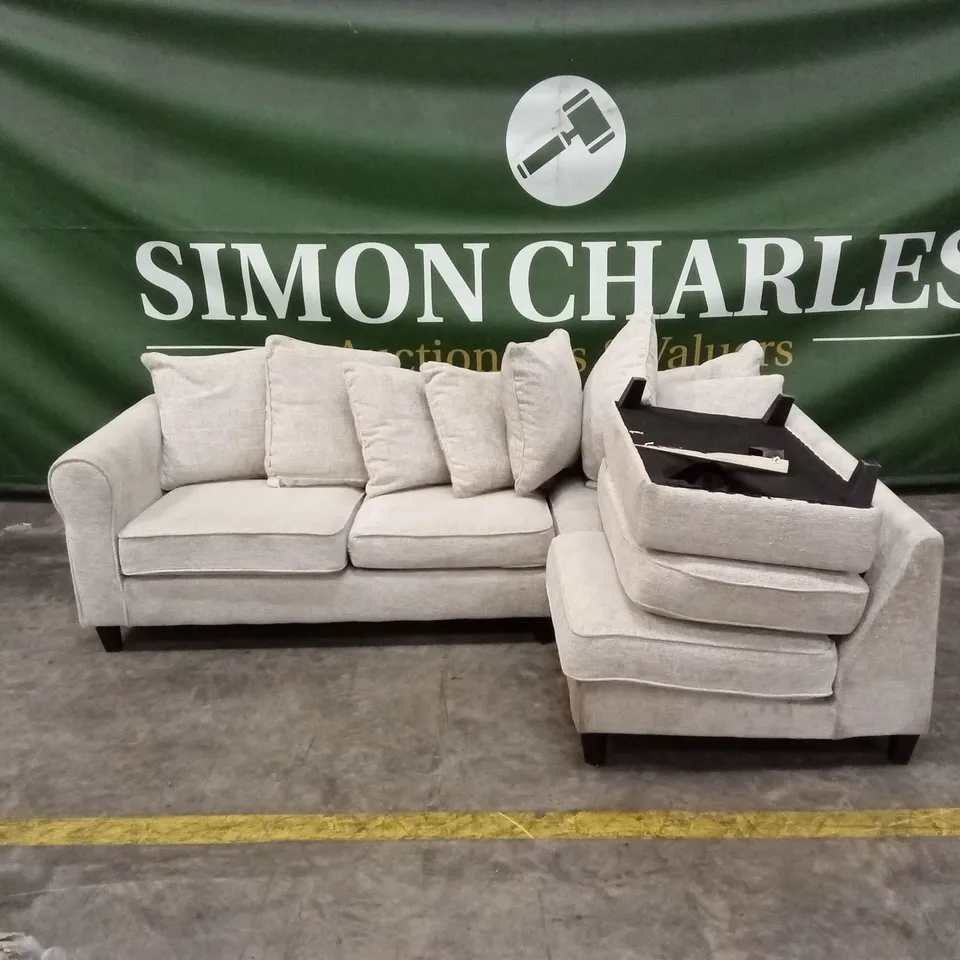 DESIGNER FABRIC CORNER CHAISE SOFA WITH FOOTSTOOL