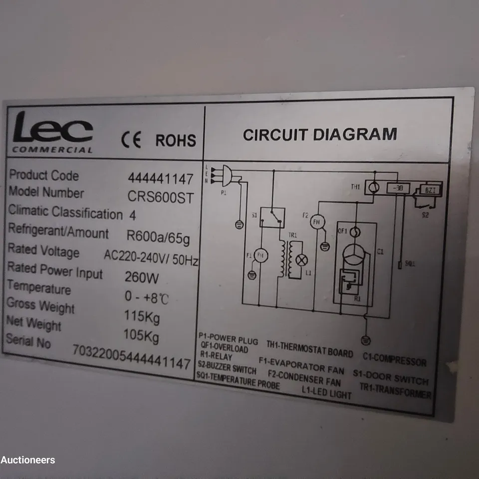 LEC COMMERCIAL PLATIGNUM TALL FRIDGE