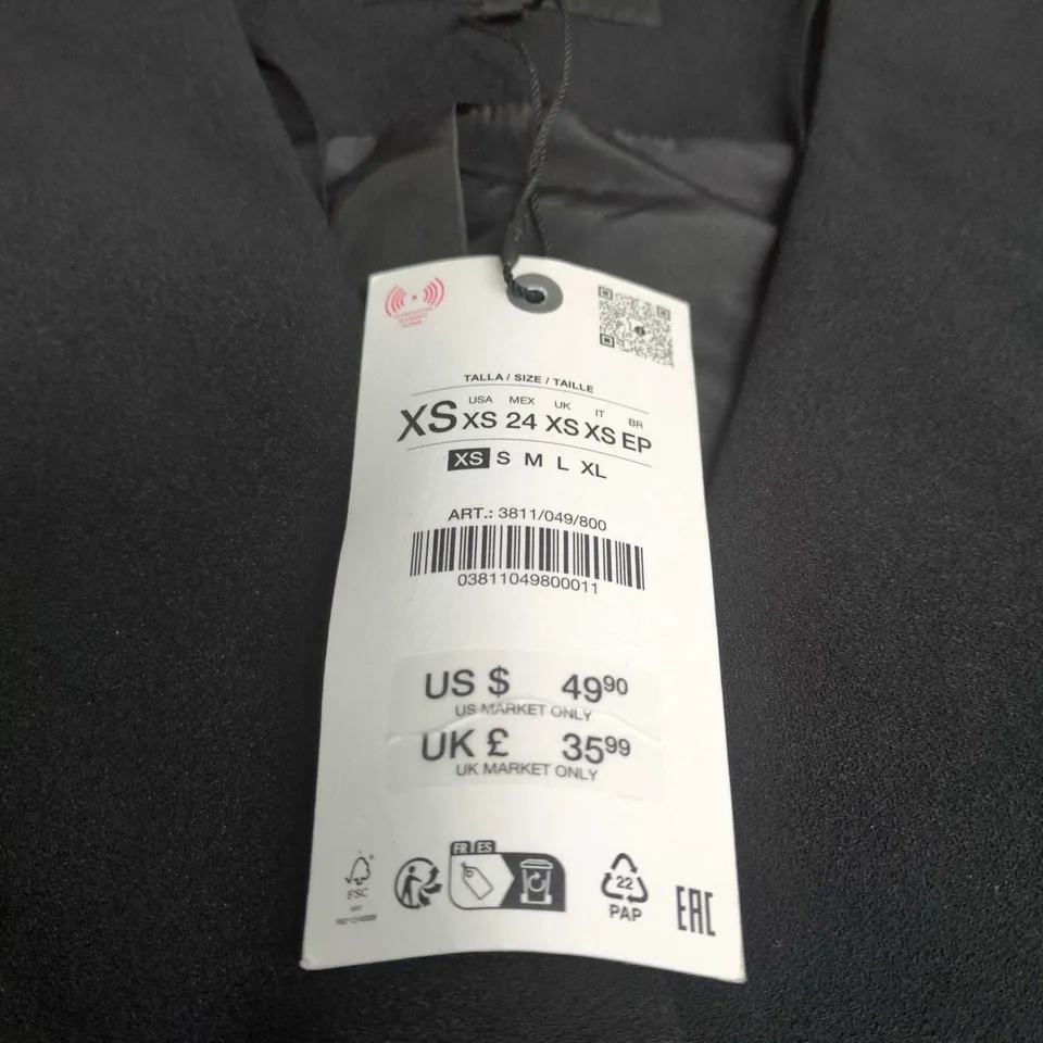 ZARA BLACK BLAZER – WOMEN'S BUTTON-FRONT, XS, MADE IN CHINA