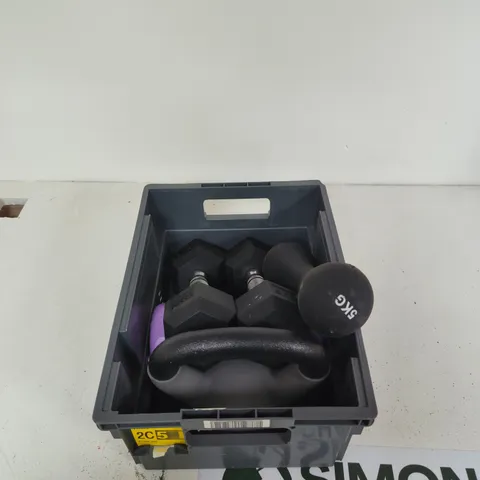 TOTE OF 5X ASSORTED WEIGHTS 