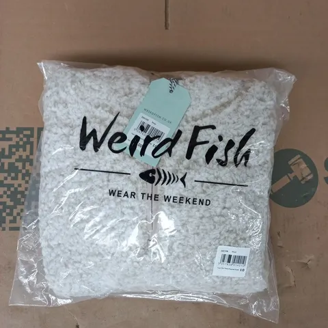 BAGGED WEIRD FISH FAYE COSY FLEECE POPOVER HOODY IN BEIGE SIZE 10