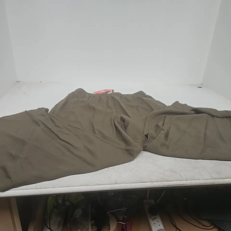 YES FRIENDS LINEN WIDE LEG TROUSERS – OLIVE / M