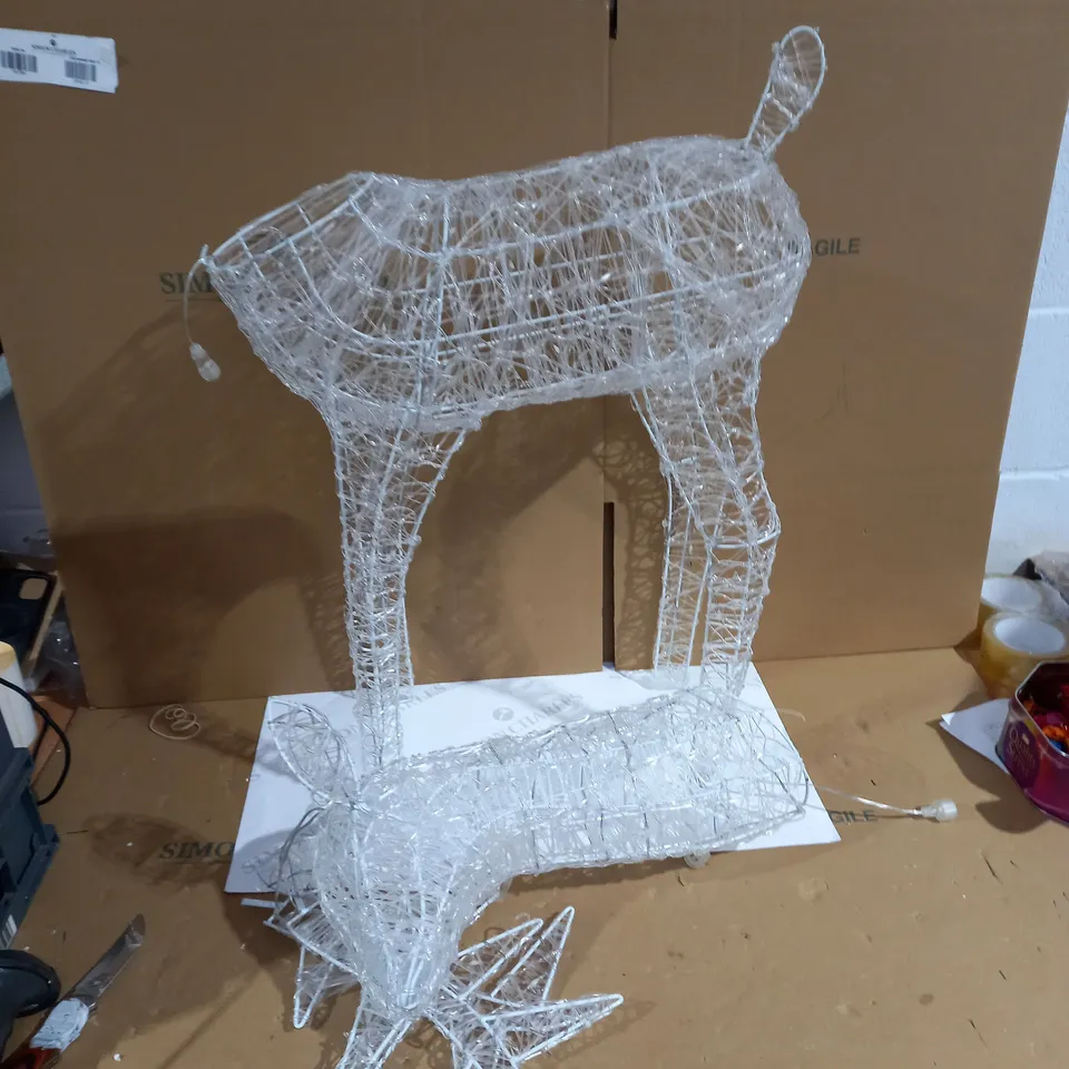 LARGE ACRYLIC REINDEER AND SLEIGH LIGHT UP OUTDOOR CHRISTMAS DECORATION RRP £129.99
