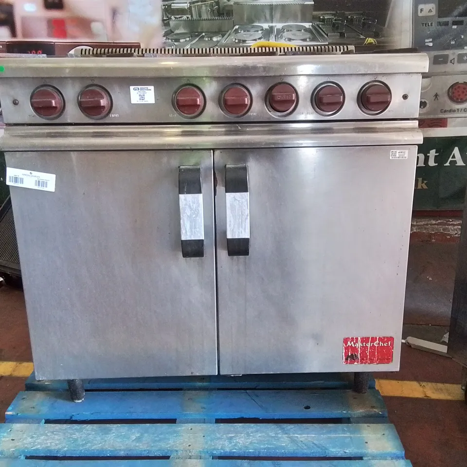 STAINLESS STEEL COMMERCIAL 6 GAS BURNER DOUBLE OVEN