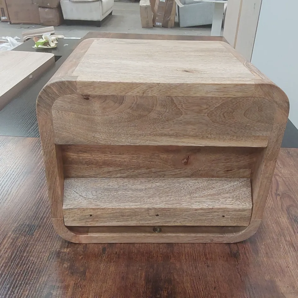 MINI CURVED CHESTNUT WALL MOUNTED BEDSIDE WITH OPEN SLOT