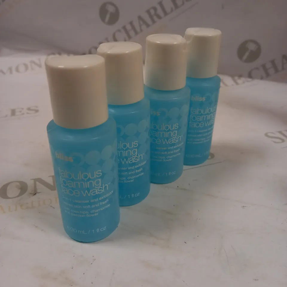 BLISS FABULOUS FOAMING FACE WASH CLEANSER & EXFOLIATOR 30ML x4