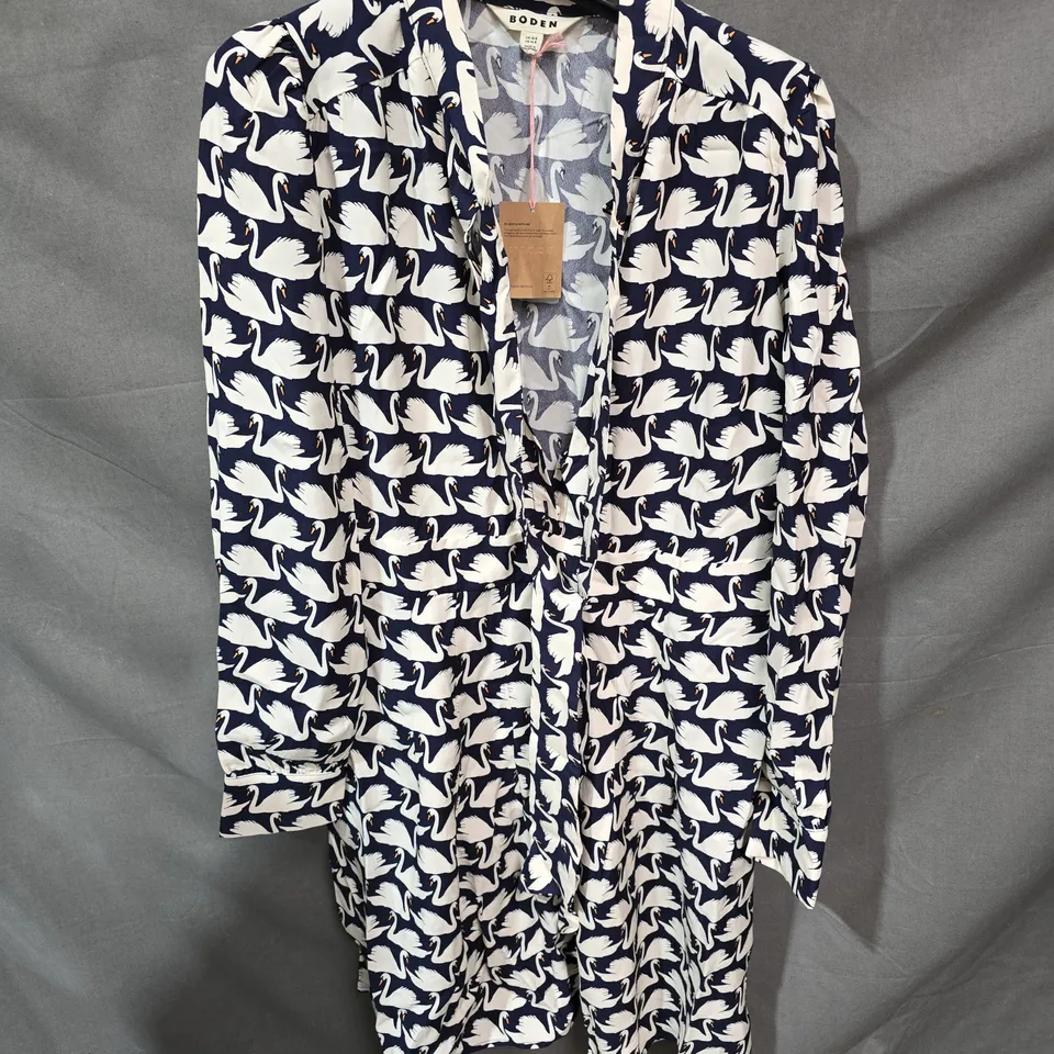 BODEN TIE NECK SHORT DRESS-FRENCH NAVY, GEO SWAN - UK 18R