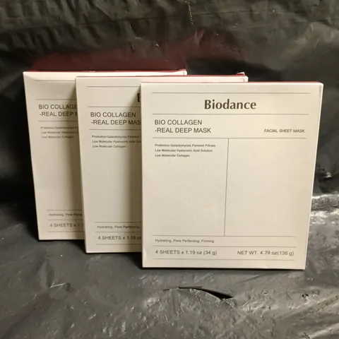 LOT OF 3 BIODANCE 4-SHEET PACKS OF BIO COLLAGEN FACIAL SHEET MASKS