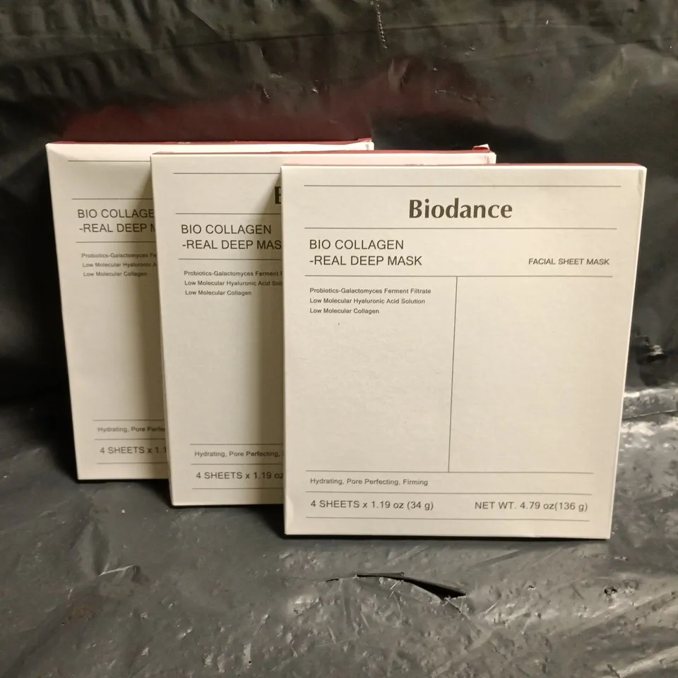 LOT OF 3 BIODANCE 4-SHEET PACKS OF BIO COLLAGEN FACIAL SHEET MASKS
