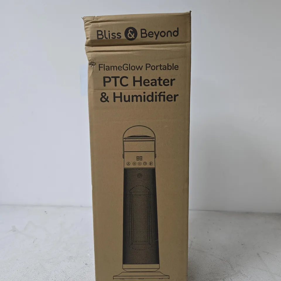 BLISS & BEYOND FLAMEGLOW PORTABLE PTC HEATER & HUMIDIFIER