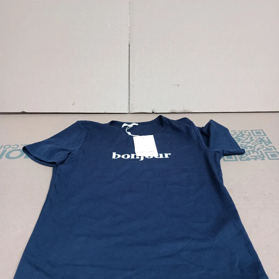 GRACE AND MILA PARIS BONJOUR BLUE T SHIRT LARGE TAGGED