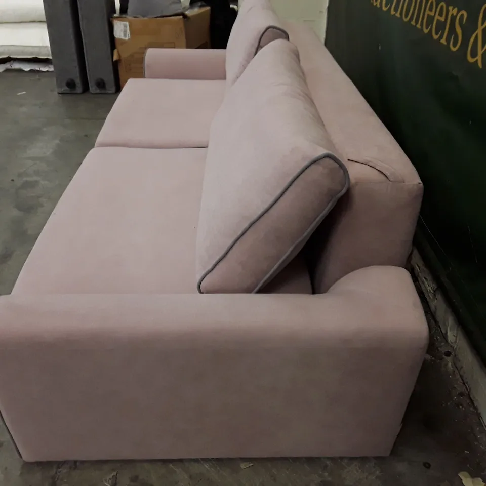 QUALITY DESIGNER 3 SEATER SOFA WITH STORAGE - PINK FABRIC