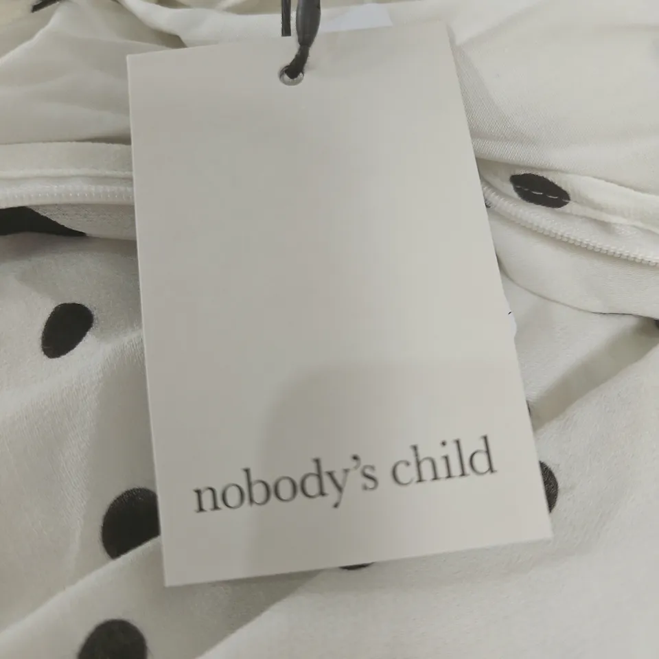 NOBODY'S CHILD DANI MIDAXI DRESS – WHITE WITH BLACK POLKA DOTS, UK 12